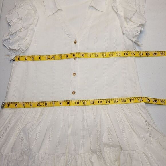Fanco Cotton White Ruffle Sleeve Midi Dress - Picture 9 of 10